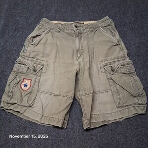 VTG American Eagle Cargo Shorts Paratrooper Style Size 32 Brown‎ Skater Y2K